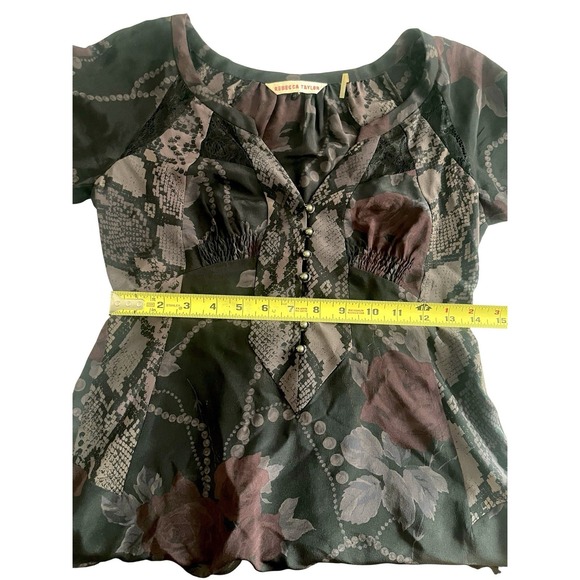 Rebecca Taylor Silk Dark Floral Lace Babydoll Top Romantic Witchy Whimsigoth 2 - Picture 10 of 11